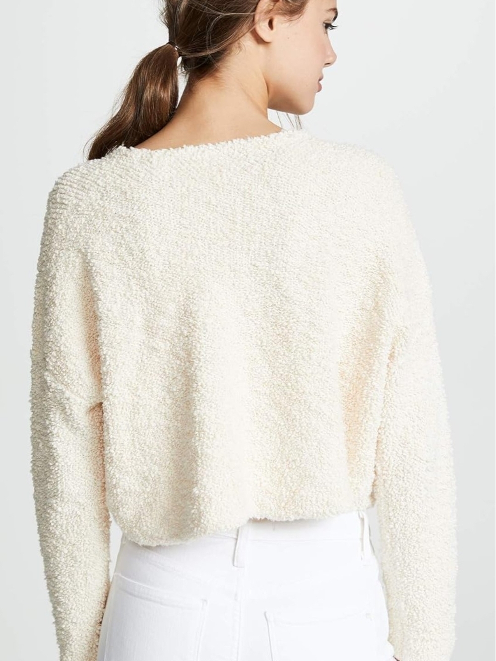 Free People Ivory Popcorn Pullover Sweater Size M - Picture 9 of 15